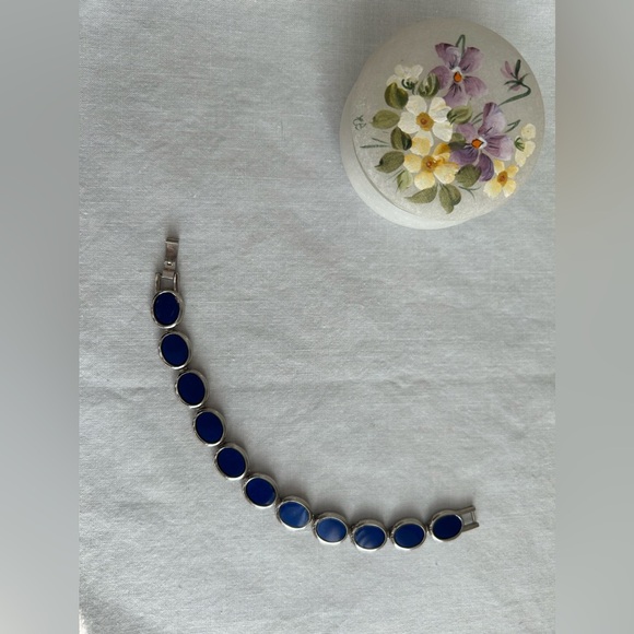 Blue Enamel and Silver Bracelet. - Picture 3 of 5